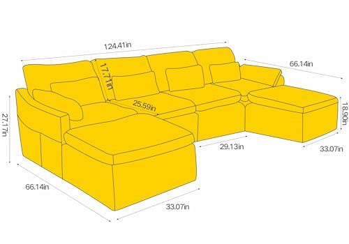 Modular Sectional Sofa with Fluffy Corduroy, U Shaped Couch with Ottomans J7693