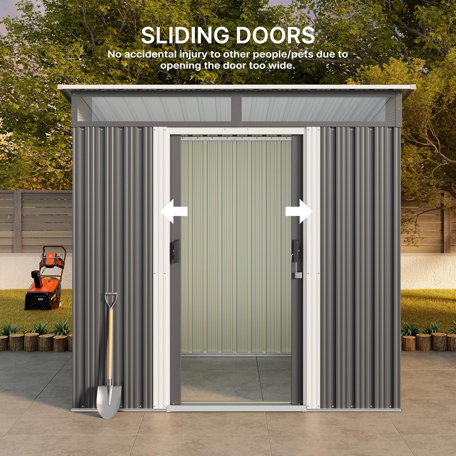 Gizoon 6' x 4' Outdoor Storage Shed with Sliding Doors, Metal with Anchors, Dark Gray C218669