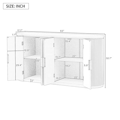 47" Accent Storage Cabinet with 2 Doors and Adjustable Shelf, Beige E1176
