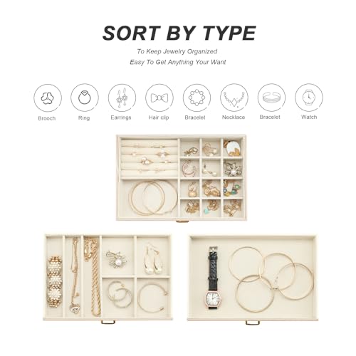 Jewelry Drawer Organizer, 6 in 1 Stackable Trays, 4 Drawers, White O634102