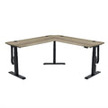 Electric Sit to Stand L-Shape 3-Leg Corner Desk - 72" L x 72" R - 4 Memory Settings - Ergonomic Front Edge - American Oak