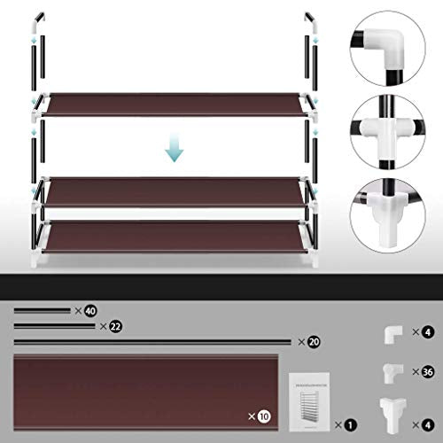Awenia Shoe Rack 6 Tier Metal Shoe Organizer, Brown G3998
