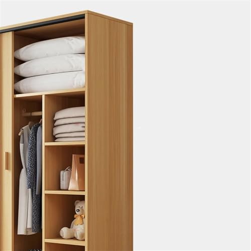 NIUYAO Solid Wood Wardrobe Closet with Sliding Door and Shelves V214937