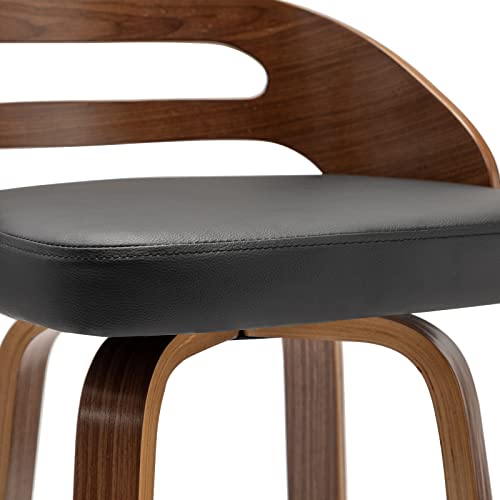 Bar Stools Set of 2, Swivel Low Back, Wood Frame with Cushion Seat, 24.6-Inch M238