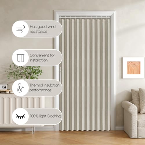 Blackout Folding Door Curtain with Magnetic Closure, Grey 42x78 T37357
