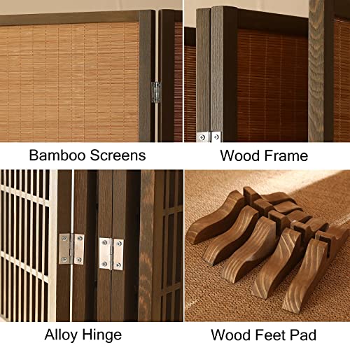 Room Privacy Screen Divider 4 Panel Folding Bamboo Partition Wall, 170cm Tall N49136