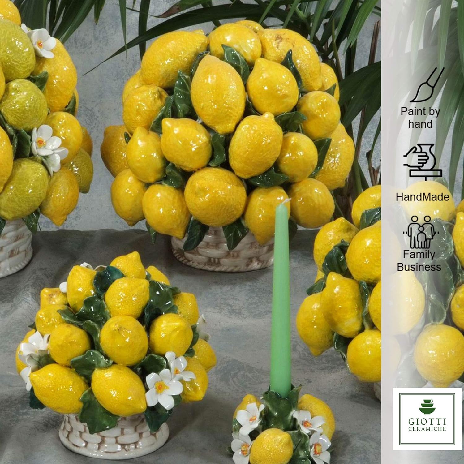 Italian Ceramic Lemon Centerpiece for Dining Table - 9 Inch Handmade Decor R85336