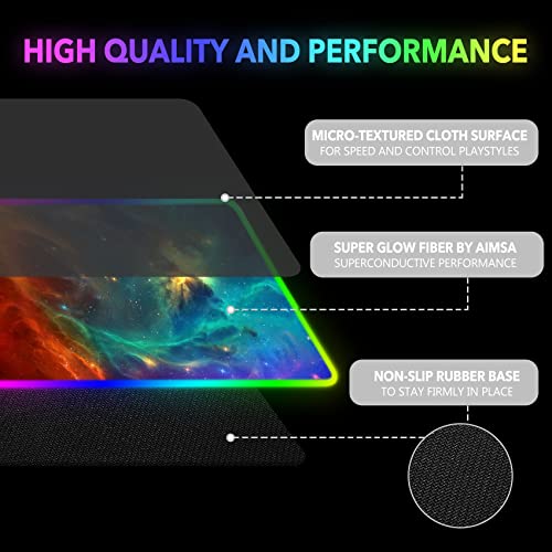 AIMSA RGB Gaming Mouse Pad Large, Extended Desk Mat, Non-Slip Waterproof E140