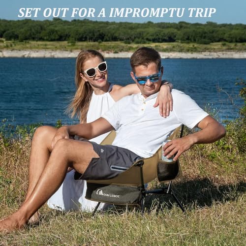 MOON LENCE Camping Chair Compact Folding with Side Pockets E85339