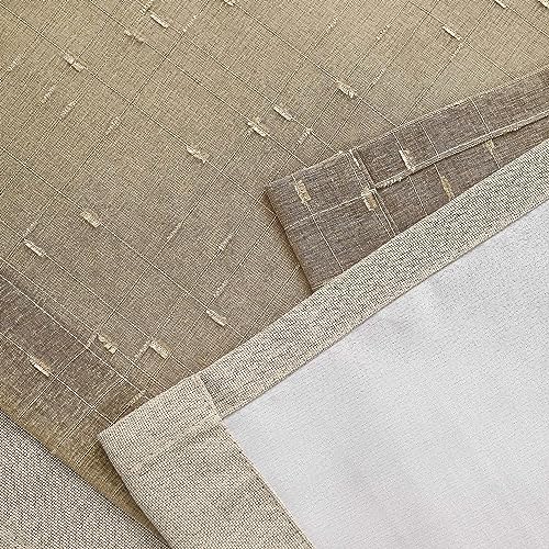 jinchan Linen Sheer Valance Double Layer Leaf Embroidered Kitchen Curtain 18 Inch Beige N884706