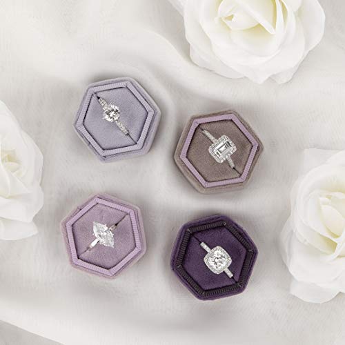 Koyal Wholesale Hexagon Velvet Wedding Ring Box, 1 Slot, Lilac Z195800