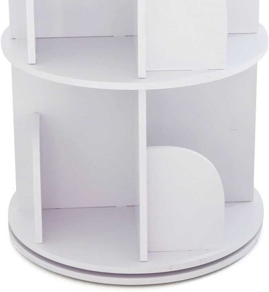 Rotating Bookshelf 2 Tiers Freestanding Storage Shelf, White A892