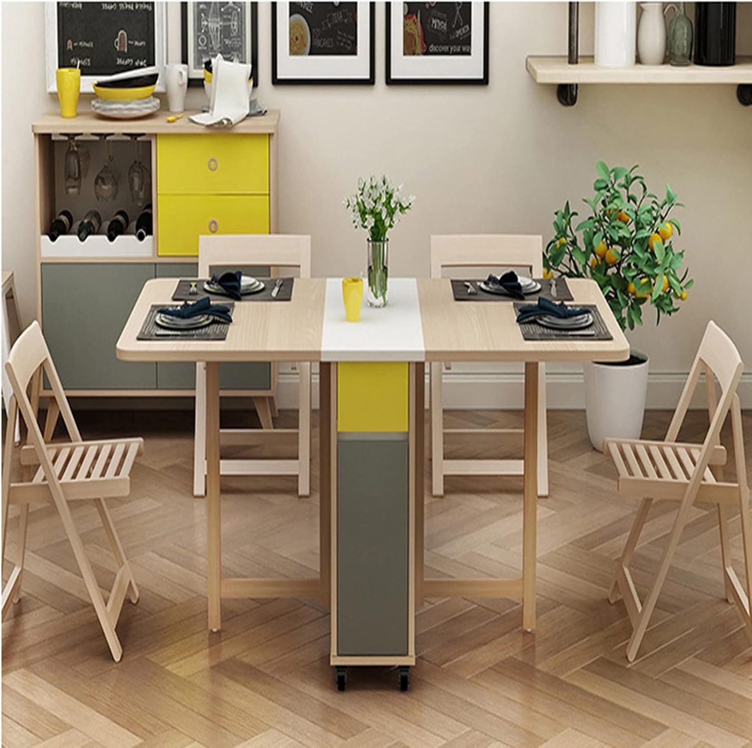 Extendable Solid Wood Drop Leaf Dining Table (1.2m) M79486