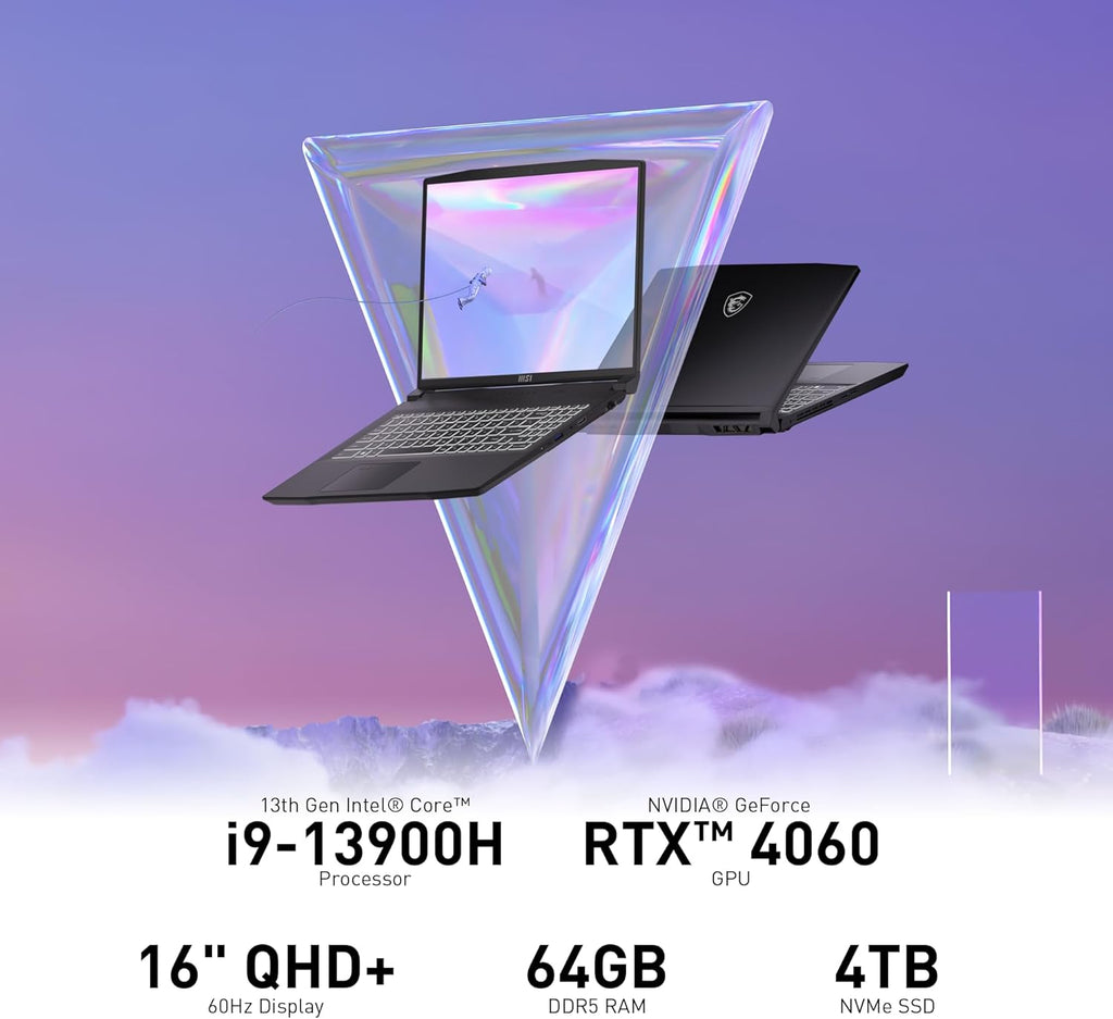 MSI Creator M16 Laptop, Intel Core i9, RTX 4060, 16" QHD+, 64GB RAM, 4TB SSD, Win 11 Pro A975828