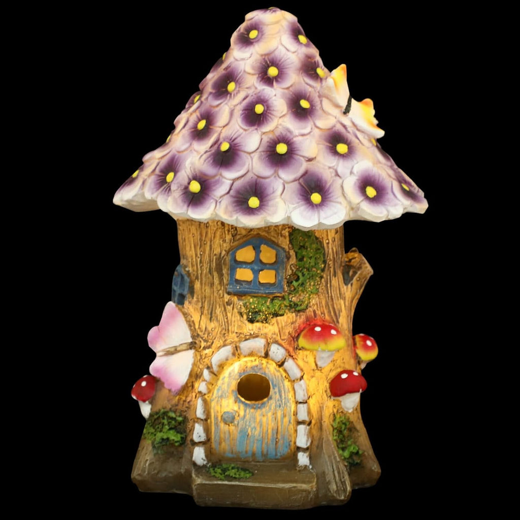 OSALADI Solar Mushroom House Decoration for Home Outdoor Lawn Decor Miniature Ornaments Fairy House for Garden Lawn Sculptures Solar Fairy House Outdoor Home Furnishing Ornament Appendix