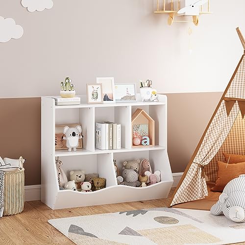 Kids Bookshelf and Bookcase Toy Storage with Cubby Organizer F247