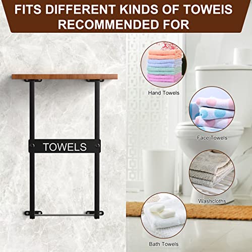Wall Mounted Towel Rack with Wooden Shelf for Bathroom S1091