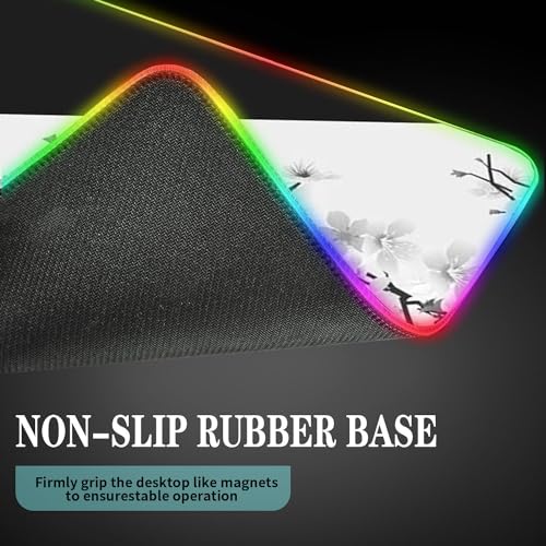 JMIYAV Gaming Mouse Pad RGB Black Non-Slip Rubber Base Extra Large 31.5x12In V498