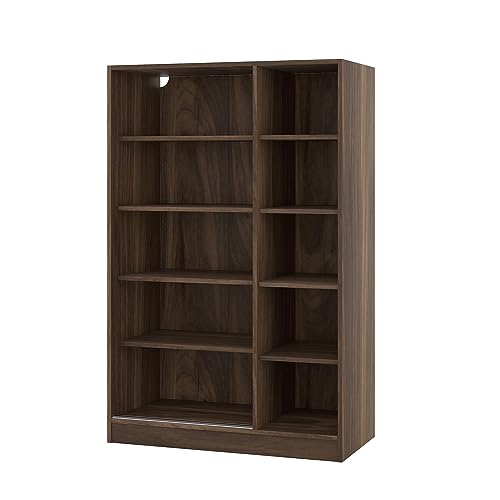 3 Door Wardrobe Armoire with Sliding Doors and Storage Shelves, Walnut X563