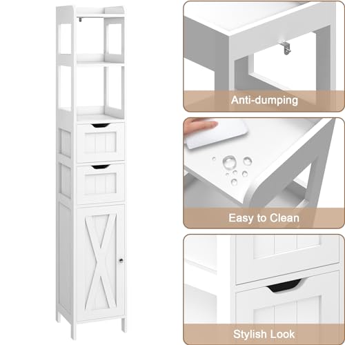 Bathroom Storage Cabinet with Door and Adjustable Shelf, White Q615