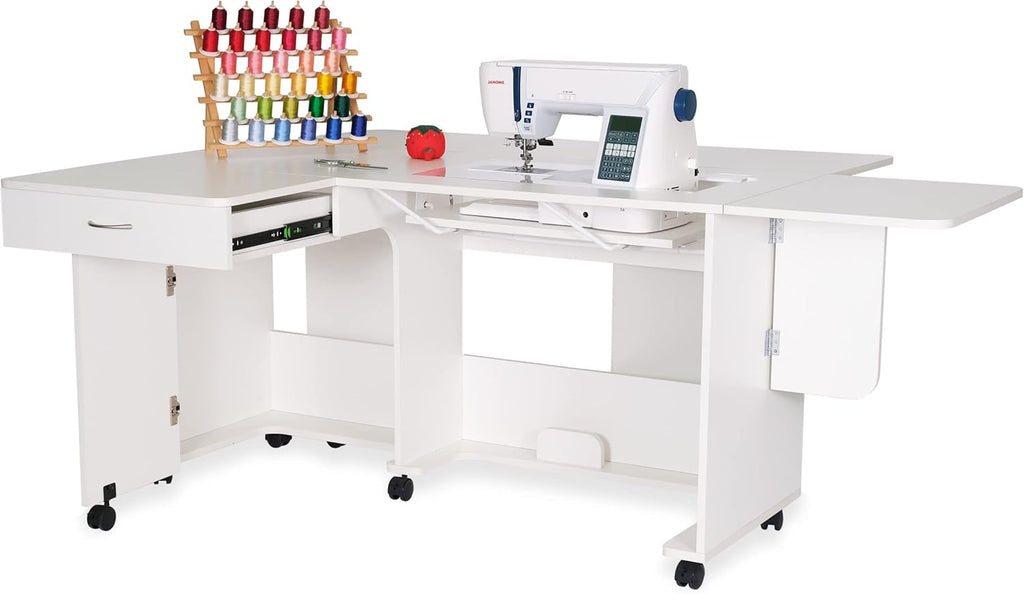 Arrow Classic Sewing Furniture Christa Sewing Cabinet with Locking Wheels and Manual Machine Lift B993
