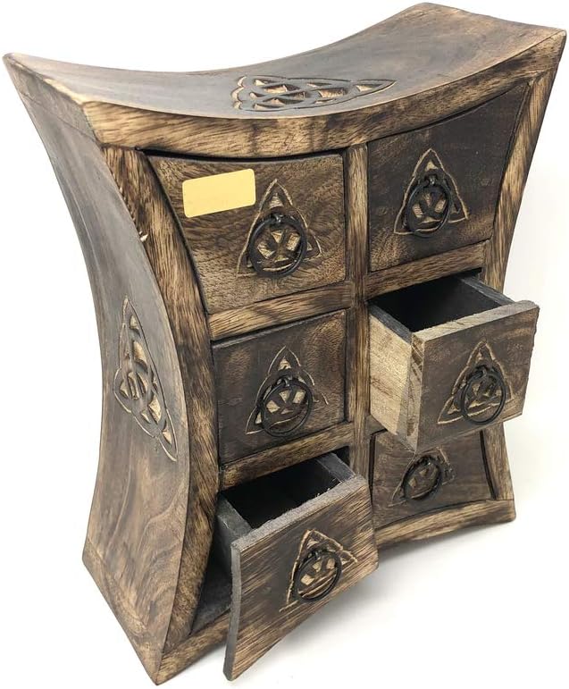 vrinda® Wooden Storage Almirah Curved Triquetra for Herbal Practices M73317