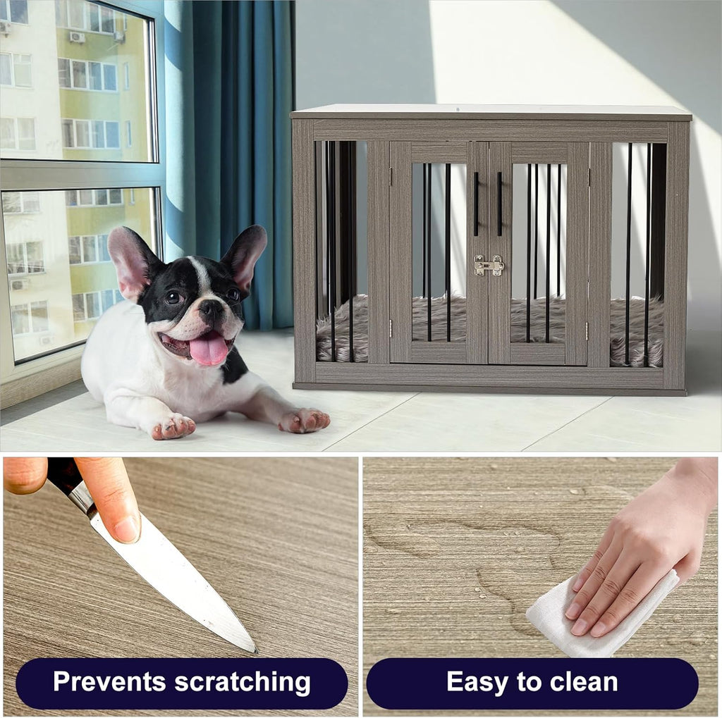 Furniture Style Dog Crate Medium with Washable Bed, Wooden End Table Kennel R98415