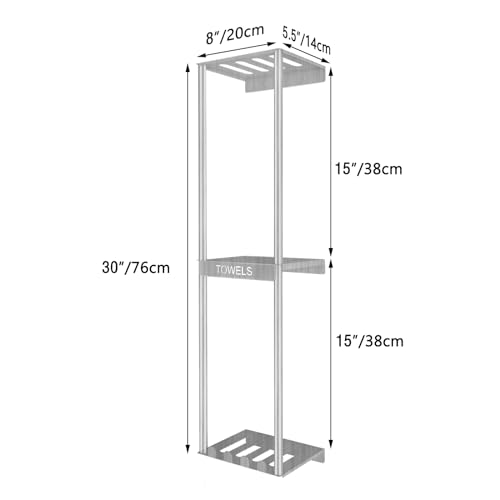 Bathroom Towel Storage Rack 3 Tier Wall Mount with 4 Hooks, Brushed Nickel Q2195