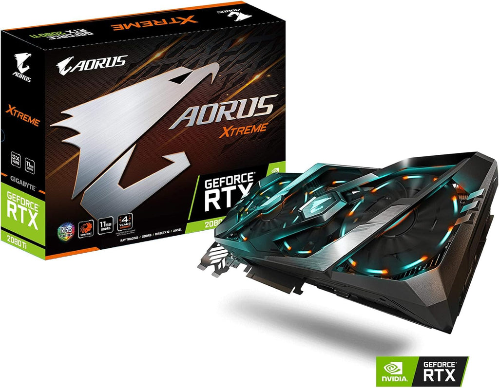 GIGABYTE AORUS GeForce RTX 2080 Ti Xtreme 11G Graphics Card, 3X Stacked Windforce Fans, 11GB 352-bit GDDR6, Gv-N208TAORUS X -11GC Video Card