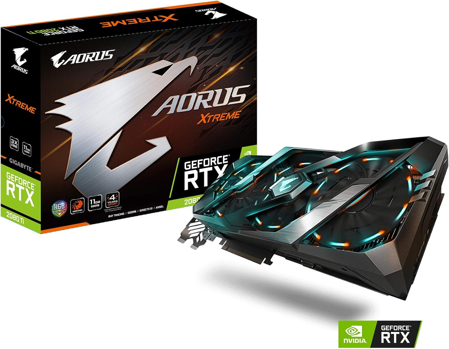 GIGABYTE AORUS GeForce RTX 2080 Ti Xtreme 11G Graphics Card, 3X Stacked Windforce Fans, 11GB 352-bit GDDR6, Gv-N208TAORUS X -11GC Video Card