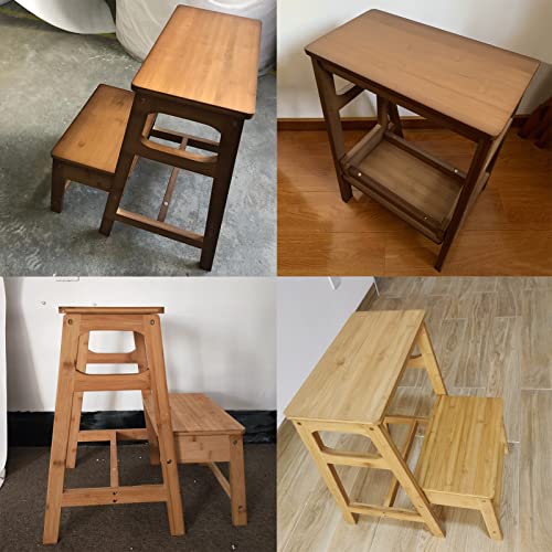 2-Step Ladder Stool, Folding Solid Wood Step Stool, Portable Non-Slip Display Stand U235899