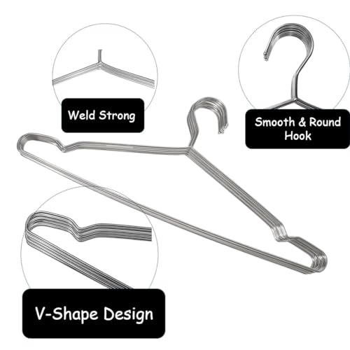 Extra Wide Wire Hangers for Plus Size Clothes, 19 Inch Stainless Steel, Silver, 40pk G168865