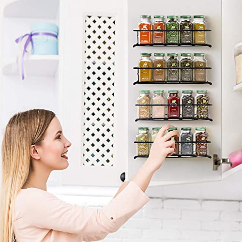 ZICOTO Space Saving Spice Rack Organizer for Cabinets or Wall Mounts, Set of 4 V622