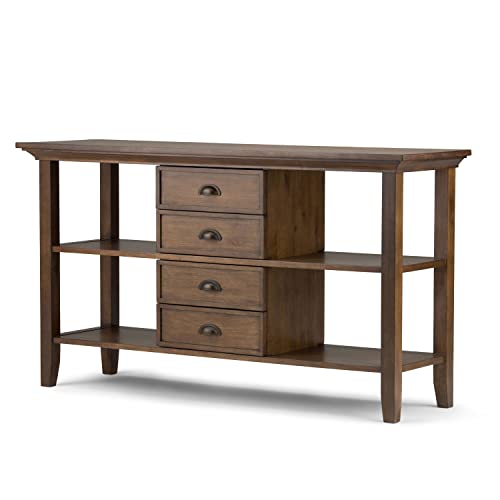 SIMPLIHOME Redmond Solid Wood 54" Console Sofa Table with Storage, Hickory Brown V557618