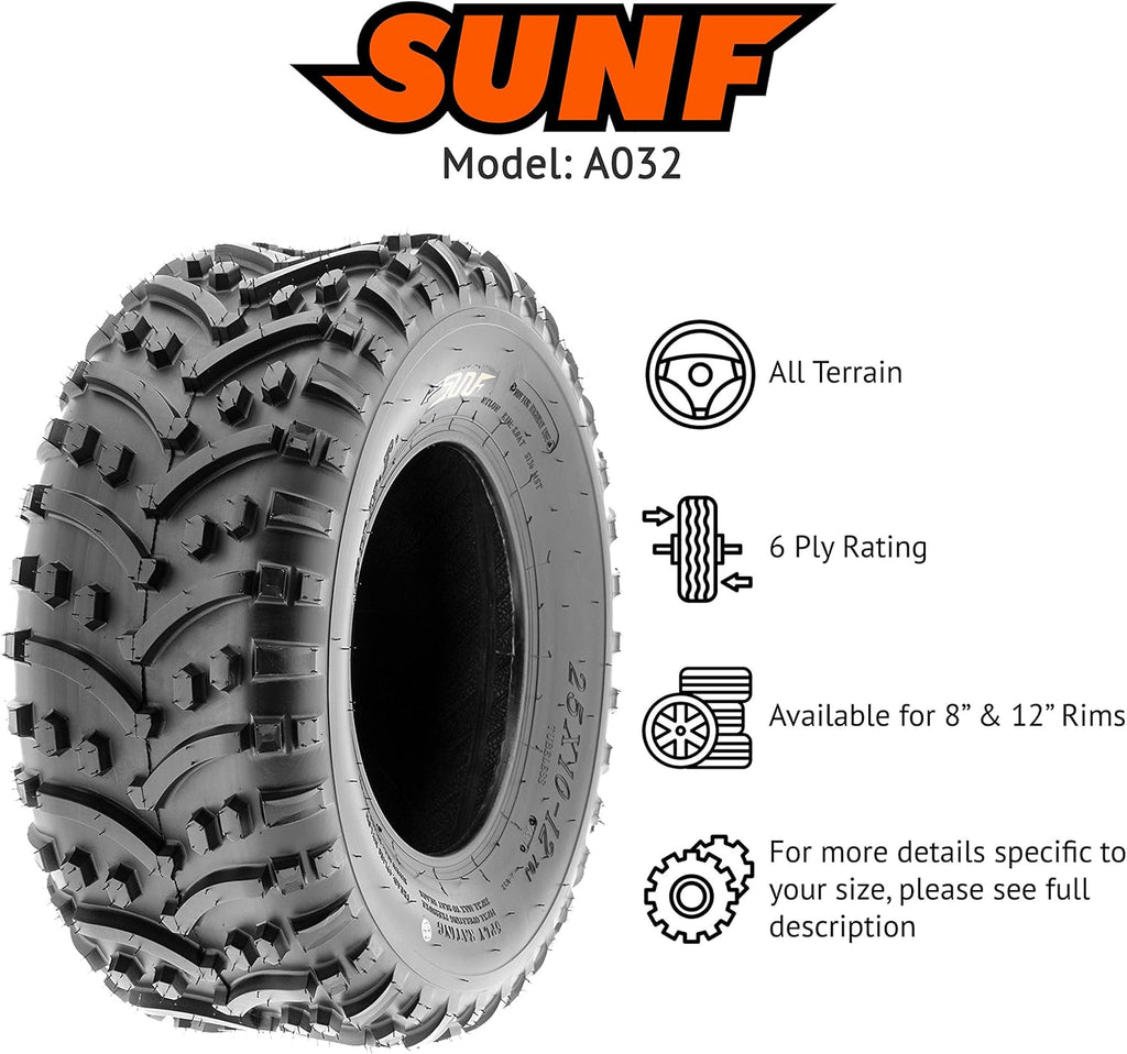 SunF 22x11-8 ATV UTV Tire Knobby Tubeless A032 - Pair of 2 U3165