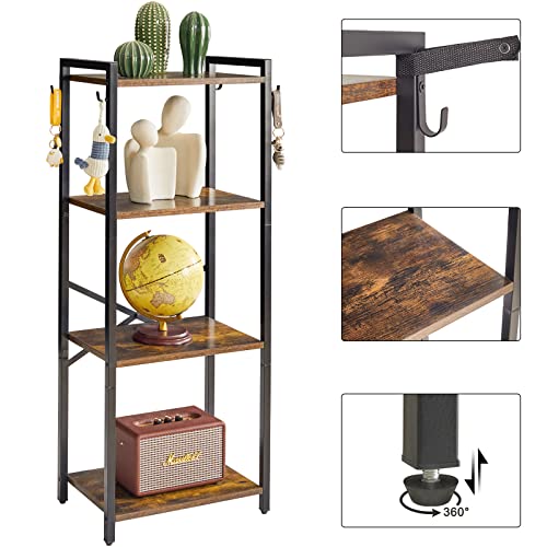 YMYNY 3 Tiers Bookcase, Industrial Metal Bookshelf with Side Fence, White P8903