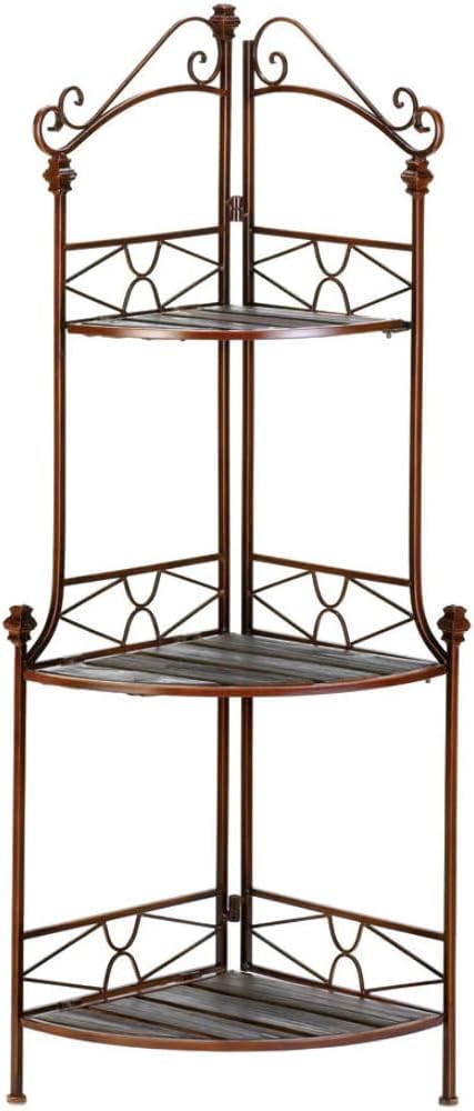 VERDUGO GIFT 12517 Rustic Corner Baker`s Rack, 14" x 14" x 47", Multicolor