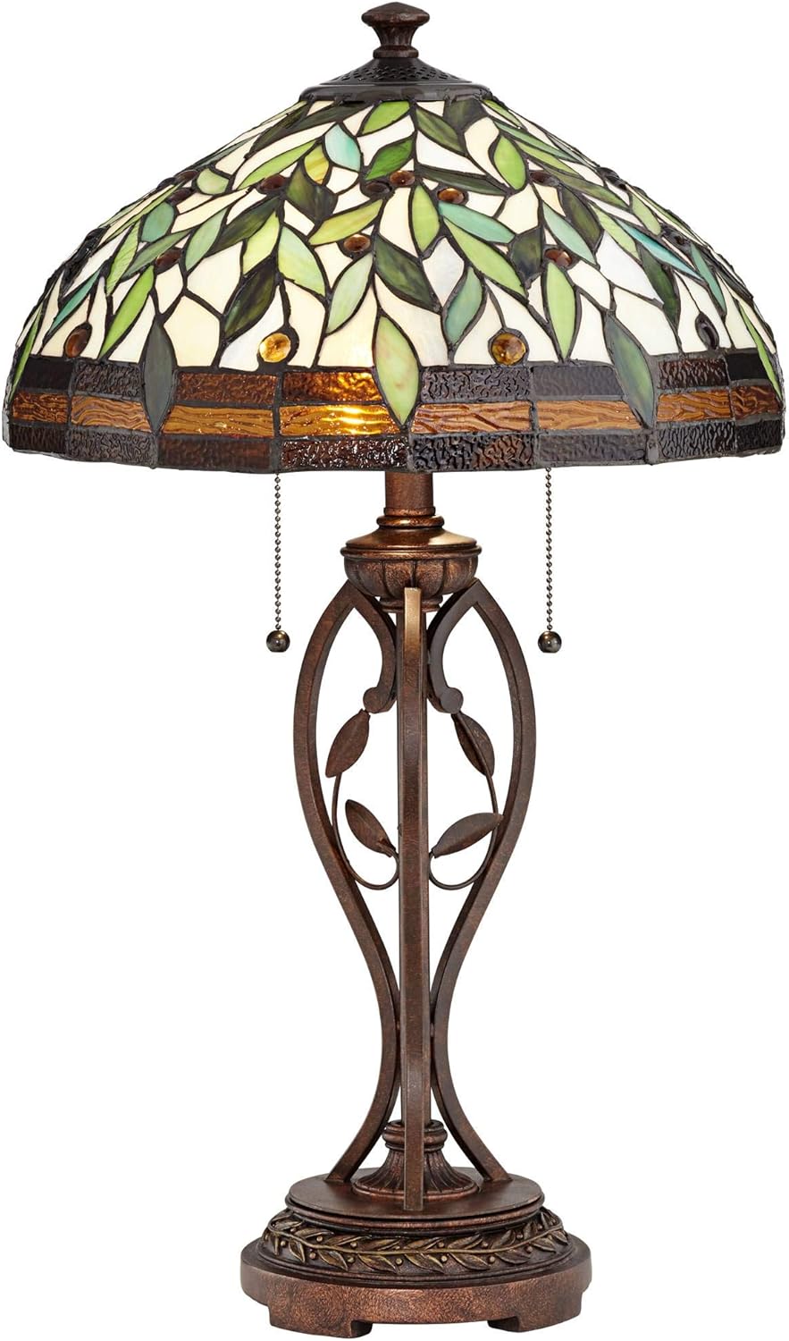 Robert Louis Tiffany Traditional Tiffany Style Table Lamp 26" High Bronze Brown Leaf and Vine Glass Shade D273336