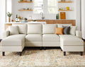 Belffin U Shaped Sectional Sofa Velvet Convertible Sofa with Reversible Chaises Sectional Couches with Ottomans for Living Room (Beige)…