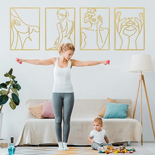KISPATTI 4Pcs Black Metal Wall Art Minimalist Decor T2971