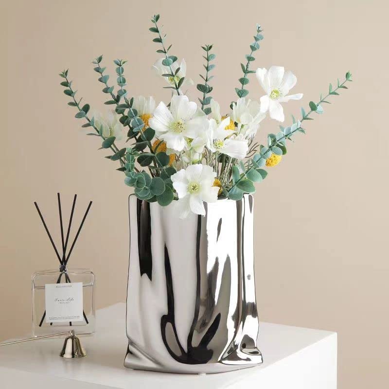 Sliver Ceramic Vase 7.9 Inch Minimalist Nordic Home Decor C97267