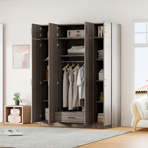 Modern 3-Door Wardrobe with Mirror and Drawers, White F320