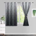 JIUZHEN Damask Ombre Curtains for Bedroom – Thermal Insulated, Energy Saving & Noise Reducing Gradient Grommet Curtains for Living Room, Navy Blue, W 42 x L 84 Inch, Set of 2 Panels with Tiebacks