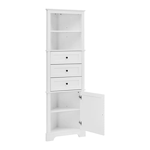 Anwick Tall Corner Cabinet with Doors and Adjustable Shelves, Green Z752