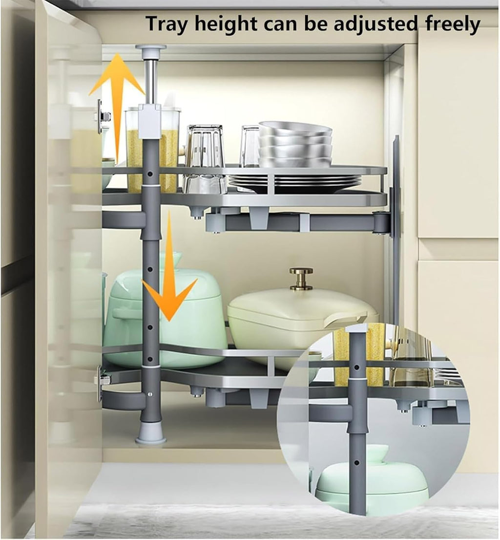 Cabinet Corner Pull Out Shelf 2-Tier Soft Close Organizer B1047
