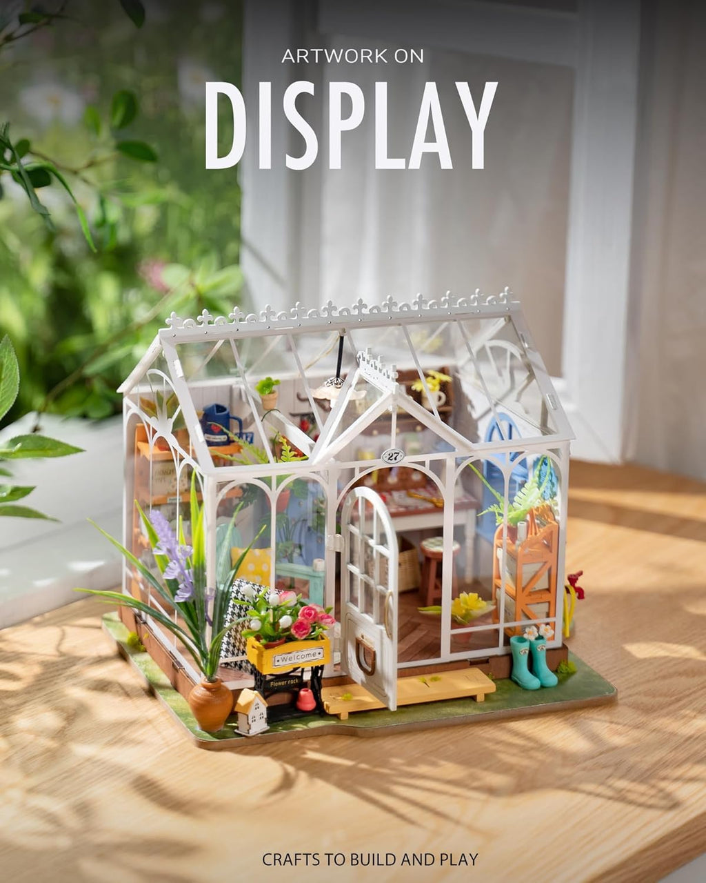 Rolife DIY Miniature House Kit for Adults, Greenhouse Dollhouse Building Set W514