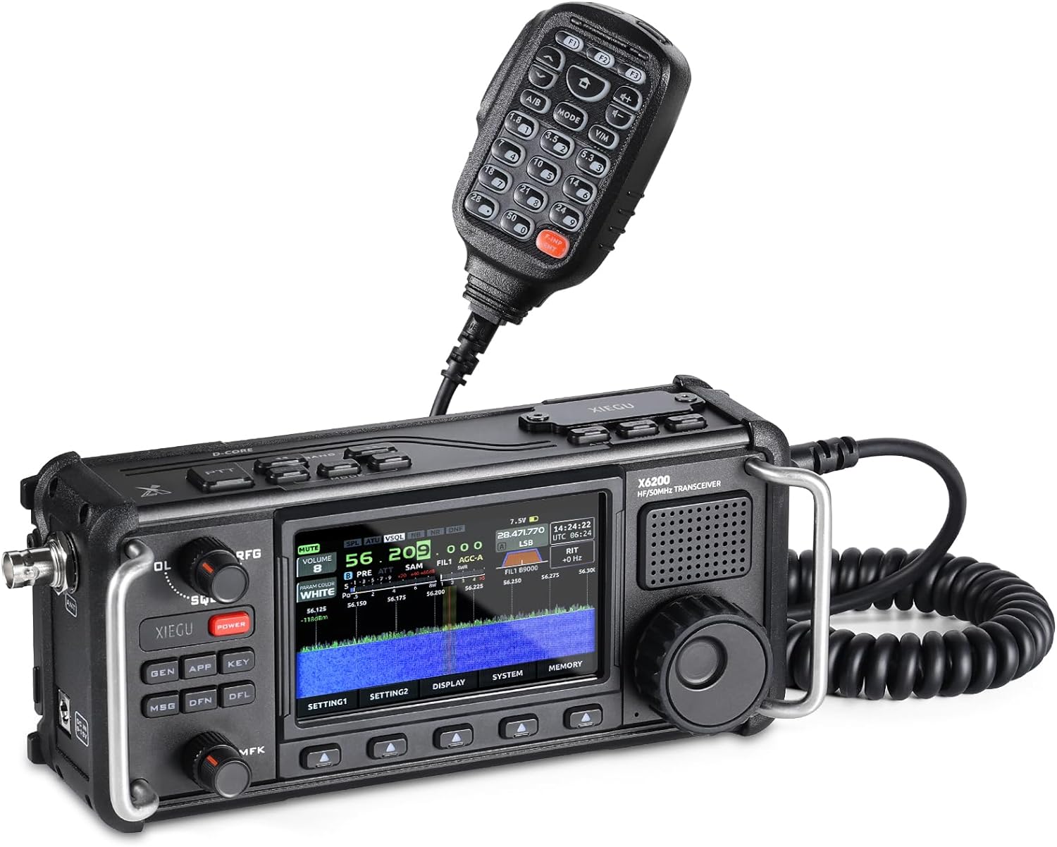 Xiegu X6200 HF Radio Transceiver, Portable HF/50MHz/WFM/AIR Receiver with RF Direct Sampling System, 3200mAh Replaceable Battery, 4" LCD Screen, Supports SSB/CW/AM/NFM/DIGI/WFM Modulations