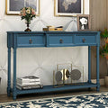 Merax Narrow Console Sofa Table with Drawers and Long Shelf for Living Room, Entryway/Hallway, Antique Navy