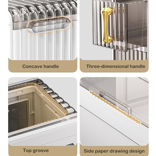 2-Tiers Narrow Bathroom Floor Storage Cabinet with Clear Drawers X658