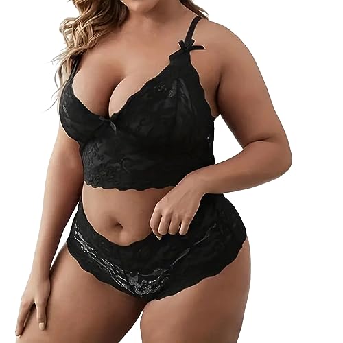 Womens Lingerie Set Sexy Teddy Babydolls Garter Bustier Set Bra and Panties Set Lace Short Dress Nightwear Underwear
